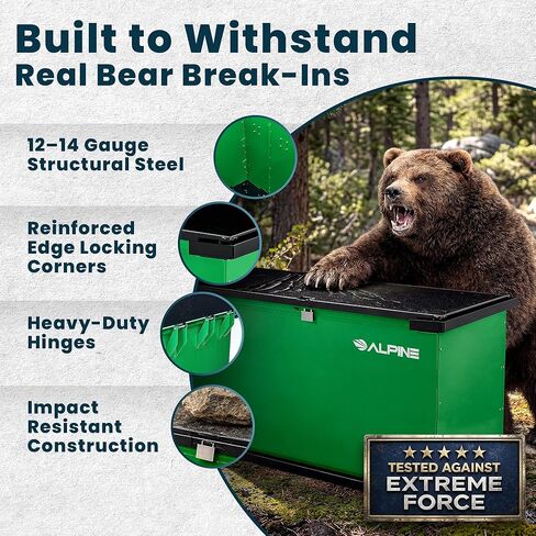 Alpine Bear Proof Garbage Can – IGBC Certified 197 Gallon Commercial Bear Resistant Outdoor Trash Can with Locking Lid, Heavy Duty Steel Build for Wildlife Control in Parks & Campgrounds in Saudi Arabia
