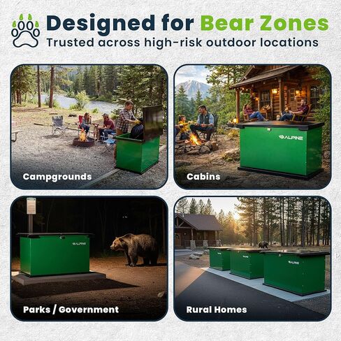 Alpine Bear Proof Garbage Can – IGBC Certified 197 Gallon Commercial Bear Resistant Outdoor Trash Can with Locking Lid, Heavy Duty Steel Build for Wildlife Control in Parks & Campgrounds in Saudi Arabia