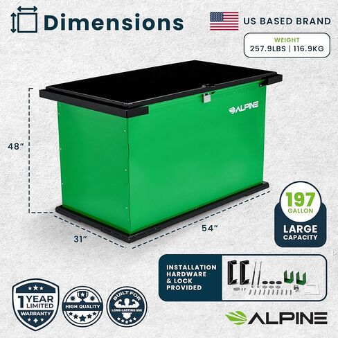 Alpine Bear Proof Garbage Can – IGBC Certified 197 Gallon Commercial Bear Resistant Outdoor Trash Can with Locking Lid, Heavy Duty Steel Build for Wildlife Control in Parks & Campgrounds in Saudi Arabia
