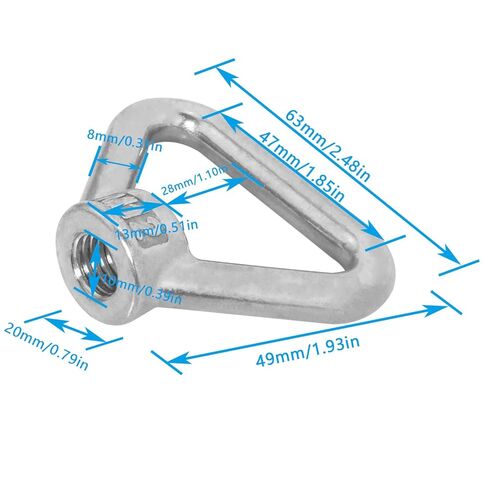 3PCS 304 Stainless Steel Eye Bolts with M12 Nuts Triangular Thread Nuts Silver for Marine Equipment Installation Mechanical Assembly and Pipeline Fixing in Saudi Arabia