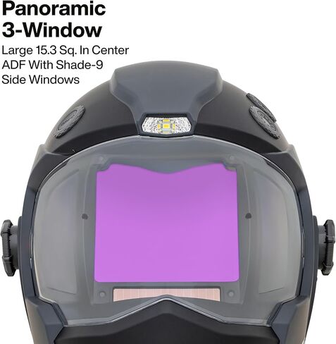 Klein Tools 60141 Phoenix Series Panoramic Welding Helmet, True Color Auto-Darkening Filter, Panoramic Three-Window Design, Integrated Fan and LED Headlamp, ANSI Z87.1+ Certified in Saudi Arabia