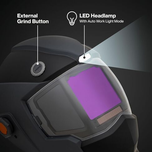 Klein Tools 60141 Phoenix Series Panoramic Welding Helmet, True Color Auto-Darkening Filter, Panoramic Three-Window Design, Integrated Fan and LED Headlamp, ANSI Z87.1+ Certified in Saudi Arabia
