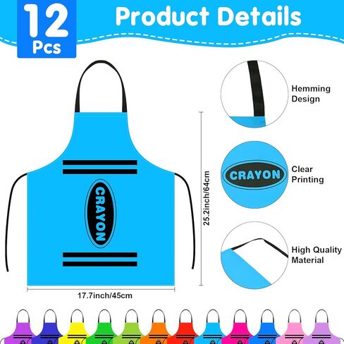 12Pcs Crayon Costume Apron and 12Pcs Crayon Hat for Halloween Costume Party Cosplay Event, School Play, Drama in Kuwait