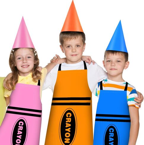 12Pcs Crayon Costume Apron and 12Pcs Crayon Hat for Halloween Costume Party Cosplay Event, School Play, Drama in Kuwait