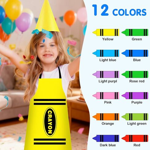 12Pcs Crayon Costume Apron and 12Pcs Crayon Hat for Halloween Costume Party Cosplay Event, School Play, Drama in Kuwait