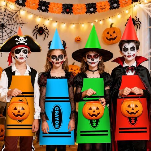 12Pcs Crayon Costume Apron and 12Pcs Crayon Hat for Halloween Costume Party Cosplay Event, School Play, Drama in Kuwait