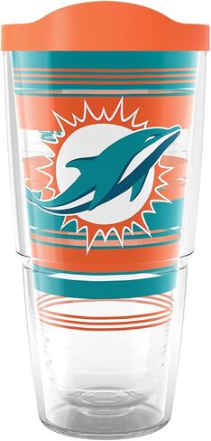 Tervis NFL Miami Dolphins - Hype Stripes Made in USA Double Walled Insulated Tumbler Travel Cup Keeps Drinks Cold & Hot, 24oz, Classic in Saudi Arabia