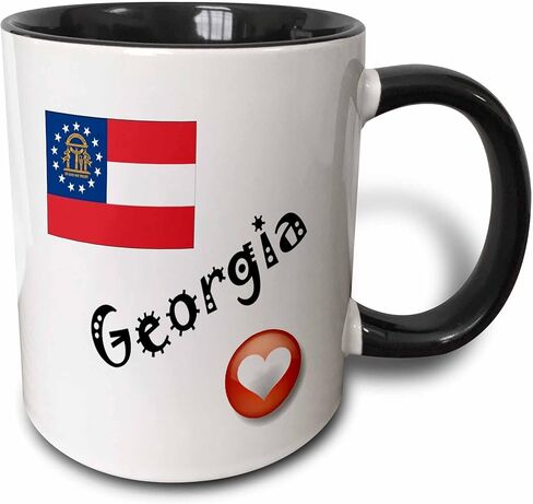 3dRose mug_7178_4 I Love Georgia - Two Tone Black Mug, Multicolor, 11 oz in Saudi Arabia