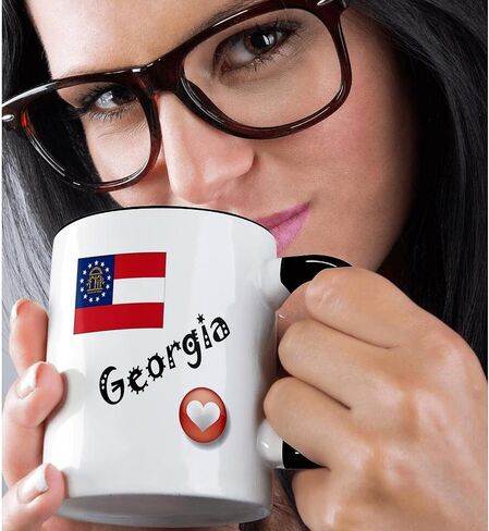 3dRose mug_7178_4 I Love Georgia - Two Tone Black Mug, Multicolor, 11 oz in Saudi Arabia