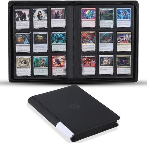 Snekdy premium 360-pocket trading card binder, 9-pocket cards album, waterproof PU-leather Cover album with side loading, holds gaming, baseball, basketball & sports cards(Black) in Saudi Arabia