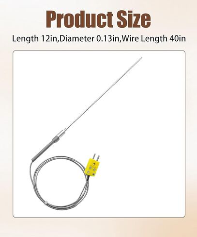 K-Type Flexible Temperature Sensors,-50℉~1100℉,0.13in /12in,Replace TL1918SL in Saudi Arabia
