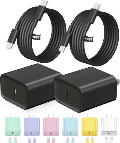 Charger for iPhone 17 16 Charger Fast Charging, [UL Safety Certified] 20W USB C Chargers Block with 10ft Type C to C Cable for iPhone 16/16 Plus/16 Pro/16 Pro Max/iPhone 15/15 Pro/15 Pro Max, 2 Pack in Saudi Arabia