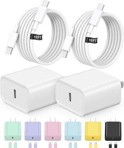 شاحن لشحن iPhone 17 16 Charger Fast Charging ، [UL Safety Certified] 20W USB C Blocks مع كابل من النوع C إلى C من النوع C إلى iPhone 16/16 Plus/16 Pro/16 Pro Max/iPhone 15/15 Pro/15 Pro Max ، 2 Pack in Saudi Arabia