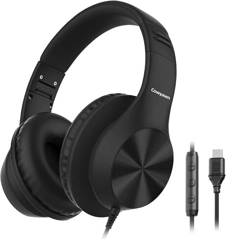 سماعات USB C السلكية ، سماعات USB USB-C فوق الأذن سلكية مع الميكروفون ، التحكم في مستوى الصوت ، صوت استريو HD ، سماعات USB من النوع C القابل للطي للبالغين/المراهقين/iPhone/Chromebook/كمبيوتر محمول/كمبيوتر ، أسود in Kuwait