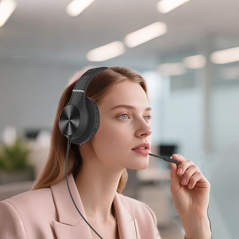 سماعات USB C السلكية ، سماعات USB USB-C فوق الأذن سلكية مع الميكروفون ، التحكم في مستوى الصوت ، صوت استريو HD ، سماعات USB من النوع C القابل للطي للبالغين/المراهقين/iPhone/Chromebook/كمبيوتر محمول/كمبيوتر ، أسود in Kuwait