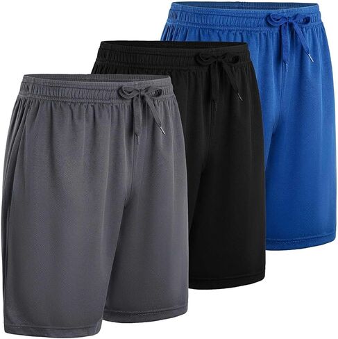 LeeHanTon Mens Athletic Shorts Casual Quick Dry Lightweight Active Gym Shorts Performance Running Sports Shorts Black Dark Grey Blue X-Large in Saudi Arabia