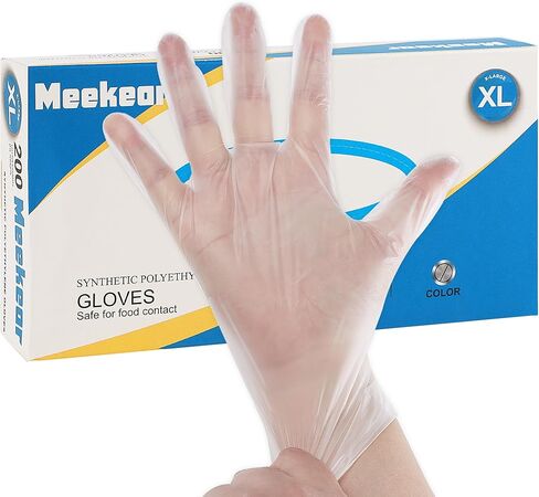 200 قطعة من قفازات Meekear لإعداد الطعام للاستعمال مرة واحدة، قفازات تنظيف آمنة للطعام خالية من اللاتكس، خالية من البيسفينول A، خالية من البودرة، محكمة الغلق بالزيت in Kuwait