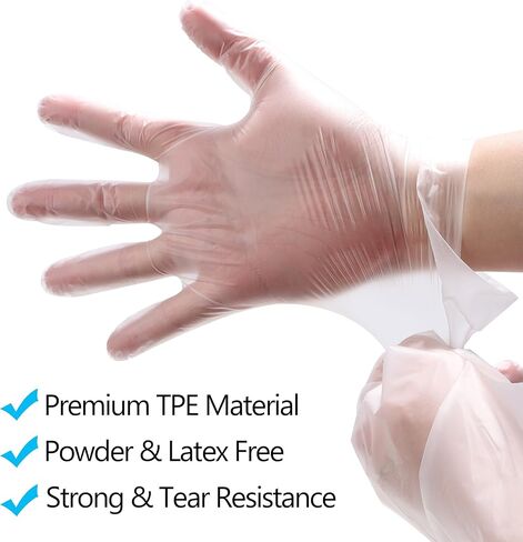 200 قطعة من قفازات Meekear لإعداد الطعام للاستعمال مرة واحدة، قفازات تنظيف آمنة للطعام خالية من اللاتكس، خالية من البيسفينول A، خالية من البودرة، محكمة الغلق بالزيت in Kuwait