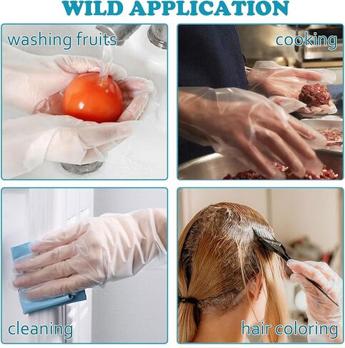 200 قطعة من قفازات Meekear لإعداد الطعام للاستعمال مرة واحدة، قفازات تنظيف آمنة للطعام خالية من اللاتكس، خالية من البيسفينول A، خالية من البودرة، محكمة الغلق بالزيت in Kuwait
