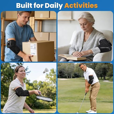 Cordless Elbow Heating Pad for Tendonitis and Tennis Elbow, Elbow Massager for Pain Relief, Rechargeable 5000mAh Battery Heating Pad for Arm, Heated Elbow Brace for Muscle Soreness Joint Pain Relief in Kuwait