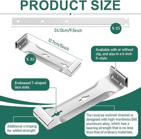 SHENLIU 25 Sets Aluminum Roof Gutter Hangers 5 Inch with Straps, Durable Strong Roof Gutter Support Brackets for Fixing Without Eaves Ideal for Aluminum and Steel Gutters in Saudi Arabia
