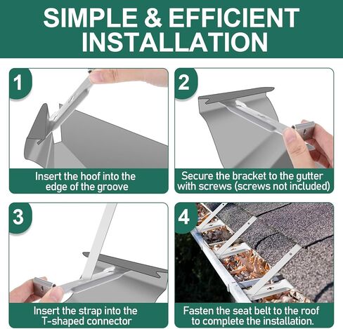 SHENLIU 25 Sets Aluminum Roof Gutter Hangers 5 Inch with Straps, Durable Strong Roof Gutter Support Brackets for Fixing Without Eaves Ideal for Aluminum and Steel Gutters in Saudi Arabia