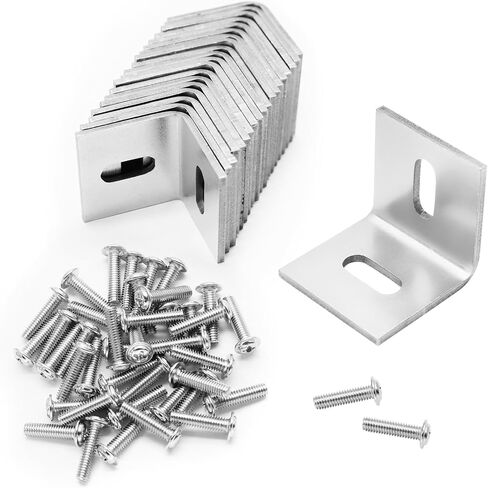 Biaungdo 20 Pcs Heavy Duty Table Top Fasteners, Silver Z Clips Fastener Connector, Adjustable Corner Braces Right Angle L Brackets for Table Tops, Shelves, Desk, Chairs, Repairing Furniture in Saudi Arabia