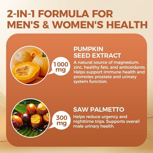 Nuriva Pumpkin Seed Oil with Saw Palmetto Capsules – 2-in-1 Formula, Cold-Pressed Virgin Oil, 300 Softgels | Essential Fatty Acids | Supports Hair Growth, Bladder & Prostate Health | Non-GMO(1 PACK) in Kuwait