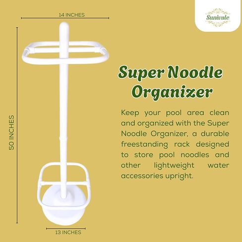 Extra Large Pool Noodle Storage Rack – Rustproof White PVC Pool Float Organizer with Fillable Base for Stability – Outdoor Pool Storage Rack for Noodles & Floats in Saudi Arabia