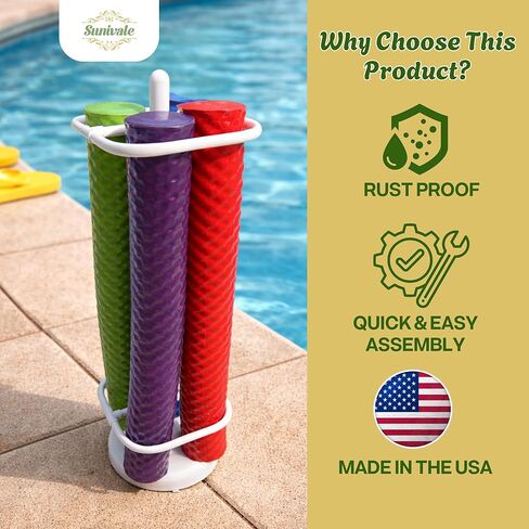 Extra Large Pool Noodle Storage Rack – Rustproof White PVC Pool Float Organizer with Fillable Base for Stability – Outdoor Pool Storage Rack for Noodles & Floats in Saudi Arabia