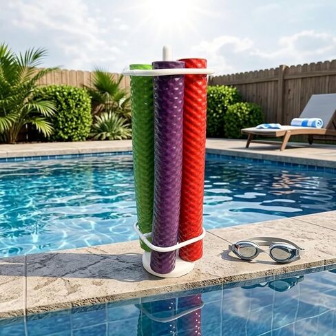 Extra Large Pool Noodle Storage Rack – Rustproof White PVC Pool Float Organizer with Fillable Base for Stability – Outdoor Pool Storage Rack for Noodles & Floats in Saudi Arabia