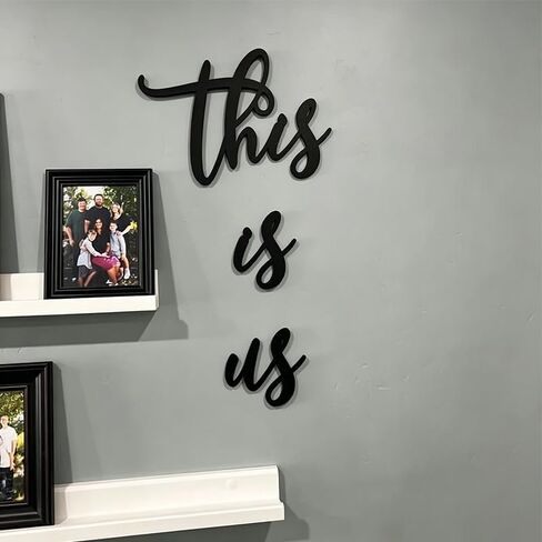 This Is Us Family Metal Wall Art Black 9.5" X 17" Couples Bedroom Decor Hanging Home Decoration Bathroom Living Room Wall Words Sign Large Letters House Wall Plaque Indoor Kitchen Wedding Wall Decorative Rustic Art Gifts (Black-2) in Saudi Arabia