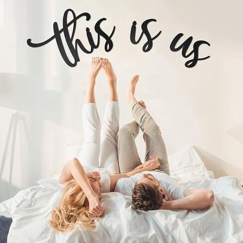 This Is Us Family Metal Wall Art Black 9.5" X 17" Couples Bedroom Decor Hanging Home Decoration Bathroom Living Room Wall Words Sign Large Letters House Wall Plaque Indoor Kitchen Wedding Wall Decorative Rustic Art Gifts (Black-2) in Saudi Arabia