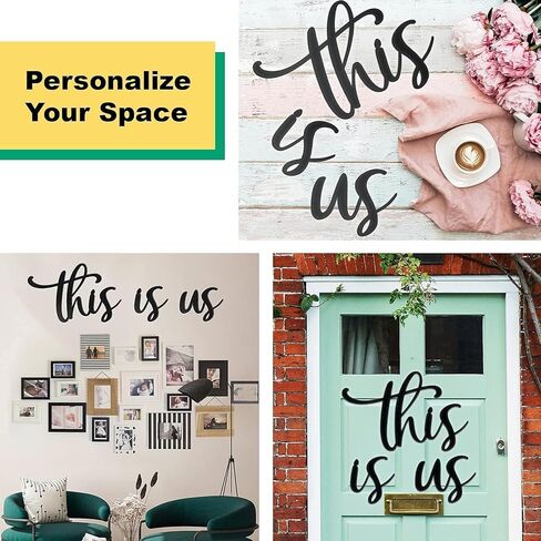 This Is Us Family Metal Wall Art Black 9.5" X 17" Couples Bedroom Decor Hanging Home Decoration Bathroom Living Room Wall Words Sign Large Letters House Wall Plaque Indoor Kitchen Wedding Wall Decorative Rustic Art Gifts (Black-2) in Saudi Arabia