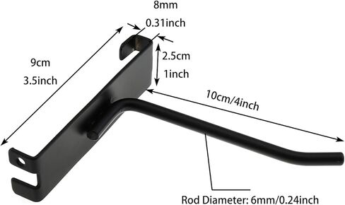 8-Piece Grid Wall Hooks - 4-Inch Heavy Duty Black Display Hooks for Grid Wall Panels in Saudi Arabia