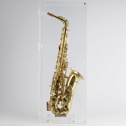 DisplayGifts 29.5" Saxophone Display Case Saprano Alto Saxophone Stand Holder Wall Mount Shadow Box - 98% UV Protected Lockable All Sides Clear in Saudi Arabia