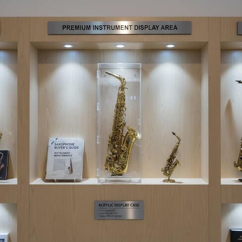 DisplayGifts 29.5" Saxophone Display Case Saprano Alto Saxophone Stand Holder Wall Mount Shadow Box - 98% UV Protected Lockable All Sides Clear in Saudi Arabia