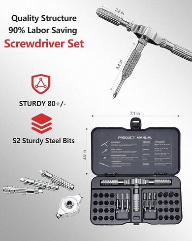 مجموعة مفك براغي بسقاطة 42 في 1، مجموعة مفك براغي مغناطيسية قوية مقاومة للصدأ مع حقيبة تخزين ممتازة، مجموعة مفك براغي بسقاطة لتجميع الأثاث وتفكيكه، والنظارات، وإصلاح الهواتف الذكية in Kuwait