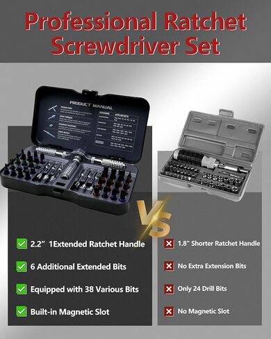 مجموعة مفك براغي بسقاطة 42 في 1، مجموعة مفك براغي مغناطيسية قوية مقاومة للصدأ مع حقيبة تخزين ممتازة، مجموعة مفك براغي بسقاطة لتجميع الأثاث وتفكيكه، والنظارات، وإصلاح الهواتف الذكية in Kuwait