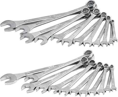 Grip 24 pc Raised Panel Combination Wrench Set MM/SAE - 12 point - Metric 7mm to 22mm - SAE 1/4" to 1" - Roll-up Storage Pouch - Household, Garage, Auto Repairs, Cars, Trucks, Boat in Kuwait