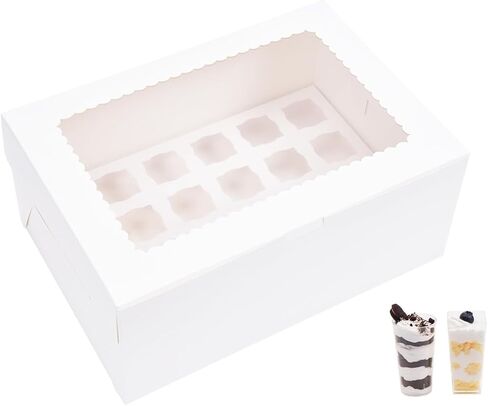 JJO 12 Pack Dessert Shooter Boxes, Holds 24 Count 3 oz Dessert Shooters, Food-Grade Carrier Containers,Mini Dessert Shot Glasses Boxes in Kuwait