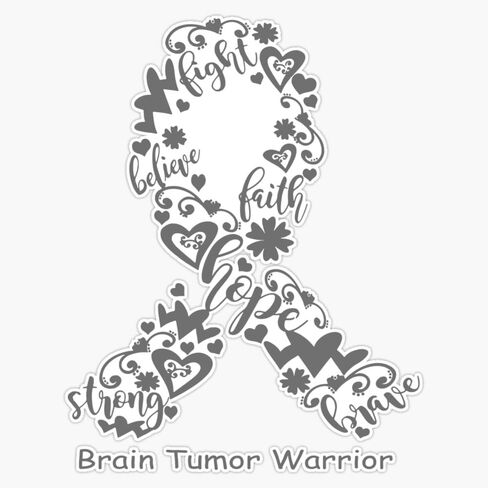 Brain Tumor Warrior Brain Tumor Ribbon Strong Hope Believe Fight Faith Brave Sticker Vinyl Decal Car Laptop Wall Window Bumper Sticker 5" in Saudi Arabia