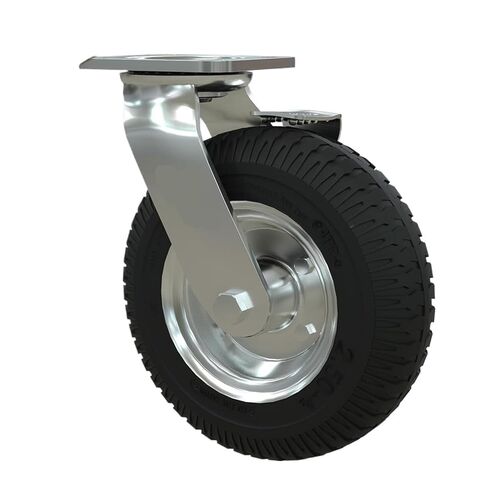 1 piece Heavy Duty 8 inch Inflatable Rubber casters with Brakes Hotel Service cart Luggage Trolley Wheels in Saudi Arabia