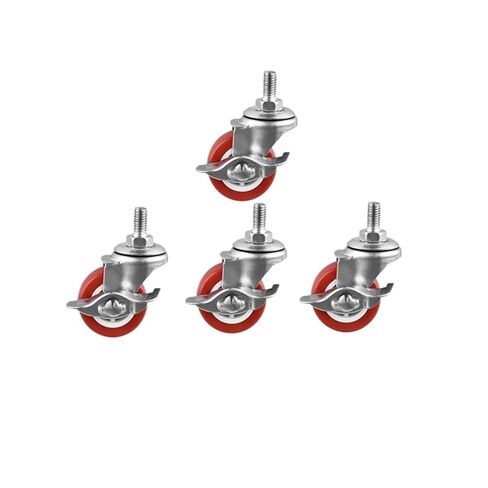 4 Pieces/Batch casters 1.5 inch Screw Brake Swivel Wheel M8 Thread red PVC 38mm Diameter Silent Furniture in Saudi Arabia