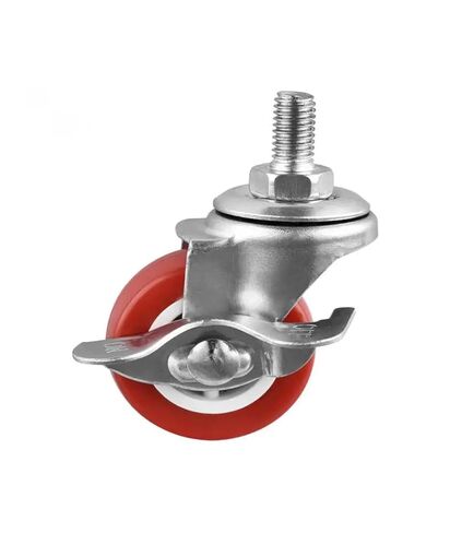 4 Pieces/Batch casters 1.5 inch Screw Brake Swivel Wheel M8 Thread red PVC 38mm Diameter Silent Furniture in Saudi Arabia