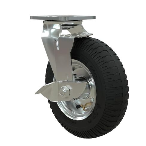 1 piece Heavy Duty 8 inch Inflatable Rubber casters with Brakes Trolley Luggage Trolley Wheels in Saudi Arabia
