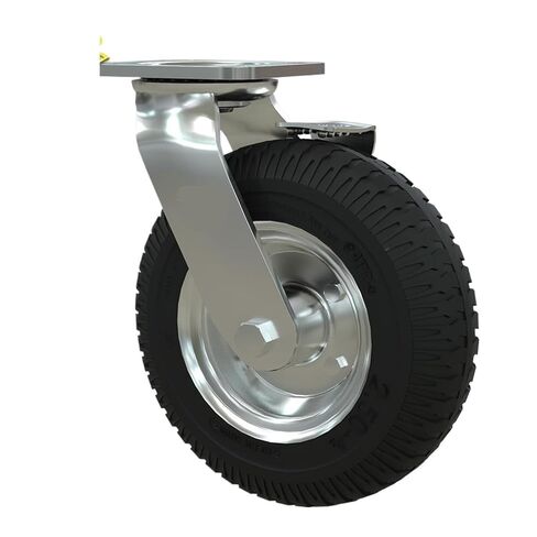 1 piece Heavy Duty 8 inch Inflatable Rubber casters with Brakes Trolley Luggage Trolley Wheels in Saudi Arabia