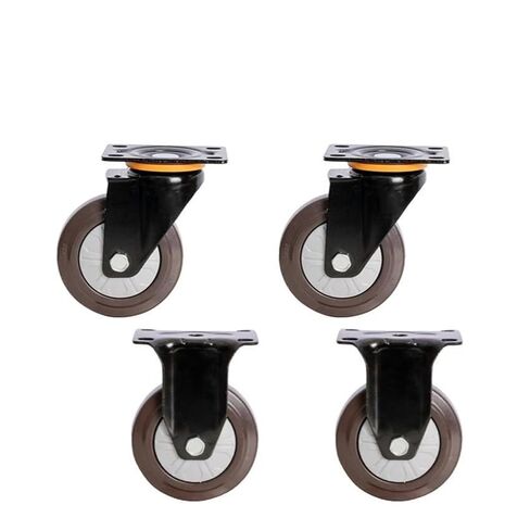 4-Pack Heavy-Duty casters with 4-inch Wheels, Universal Flat Rubber Trolley, Silent Directional Brakes(A) in Saudi Arabia