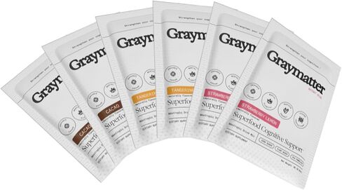 Graymatter Bright Mind Nootropic Powder (6 Travel Packets Variety Pack: Cacao, Tangerine, Strawberry Lemon) – Plant-Based Energy & Focus Drink Mix, Adaptogens & Vitamins, Sugar-Free Daily Supplement in Saudi Arabia