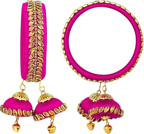 Aheli Cream Indian Traditional Designer Kada Bangle Bracelet with 2 Hangings Wedding Engagement Jewelry Gift for Women in Saudi Arabia